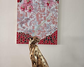 Bleeding Flowers Painting: Acrylic & Mixed Media on Canvas, 60x80cm