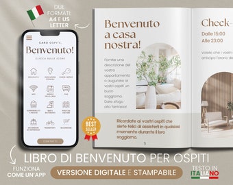 Italian Airbnb Welcome Book Template Canva Host Bundle Kit, Digital Welcome Book Mobile & Printable Guidebook Host Template Welcome Pack