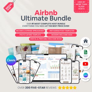 2025 Huge Airbnb Bundle, Airbnb Templates, Airbnb Welcome, Airbnb Signs, Airbnb Cleaning Checklist, Airbnb Inventory, Postcards, Flyer