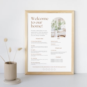 Welcome Sign for Airbnb Hosts, Vacation Rental Printable, Guest Arrival Poster, Template for VRBO, Things to Know, Beach House Rules, Wifi