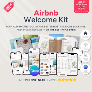 Airbnb Host Bundle Template, Editable Airbnb Signs, Welcome Book Template, Airbnb Cleaning Checklist, Inventory Checklist, VRBO Host Bundle