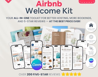 All in one Airbnb Host Bundle Kit Canva Interactive Digital Welcome Book Mobile & Printable, Host Photo Listing Template Instagram Post VRBO