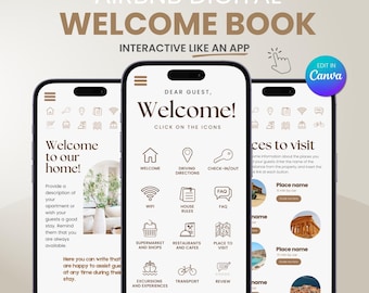 Airbnb Welcome Book Digital Interactive Mobile Template, Editable Guest Book, Canva Guidebook Host Template, VRBO Short term Vacation rental