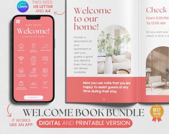 Airbnb Welcome Book Template, Editable Mobile Welcome Guide, Printable House Manual, Canva Airbnb Host Guidebook, Short Term Vacation Rental