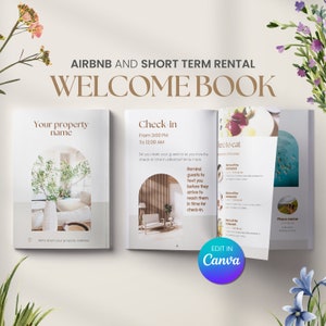 Plantilla de libro de bienvenida de Airbnb, plantilla de guía para anfitriones, plantilla de Canva para bienes raíces, plantilla de alquiler vacacional