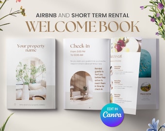 Guidebook for Short Term Rental Airbnb Welcome Book, Modern Guide Template for Cabin Lake Beach House Manual Vrbo Vacation Rental Canva