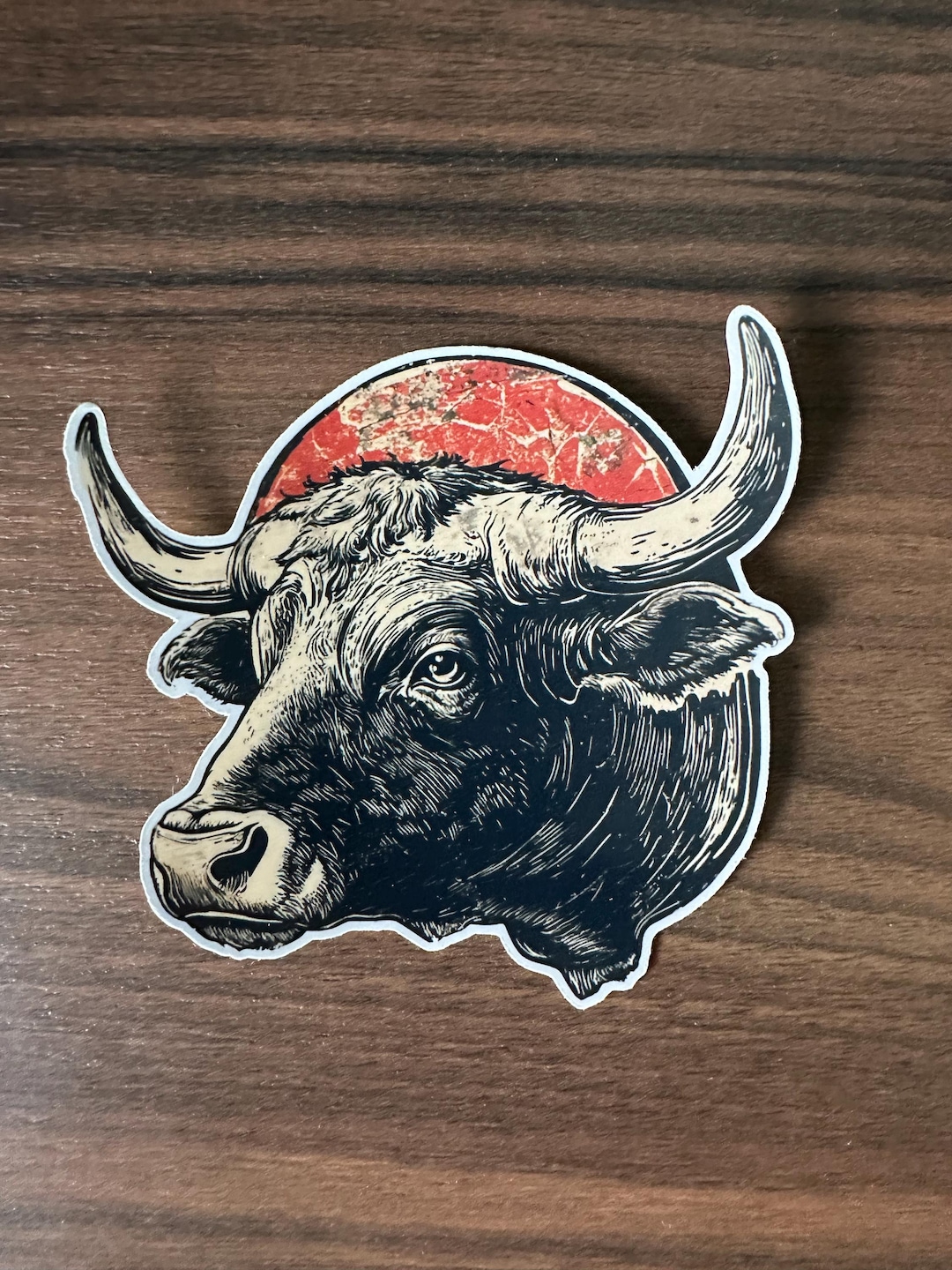 Vintage Bull Die-cut Sticker - Etsy