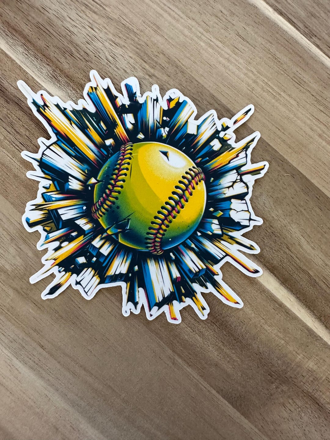 Softball Explosion Sticker: Dynamic Vinyl Decal for Laptop or Car - Etsy