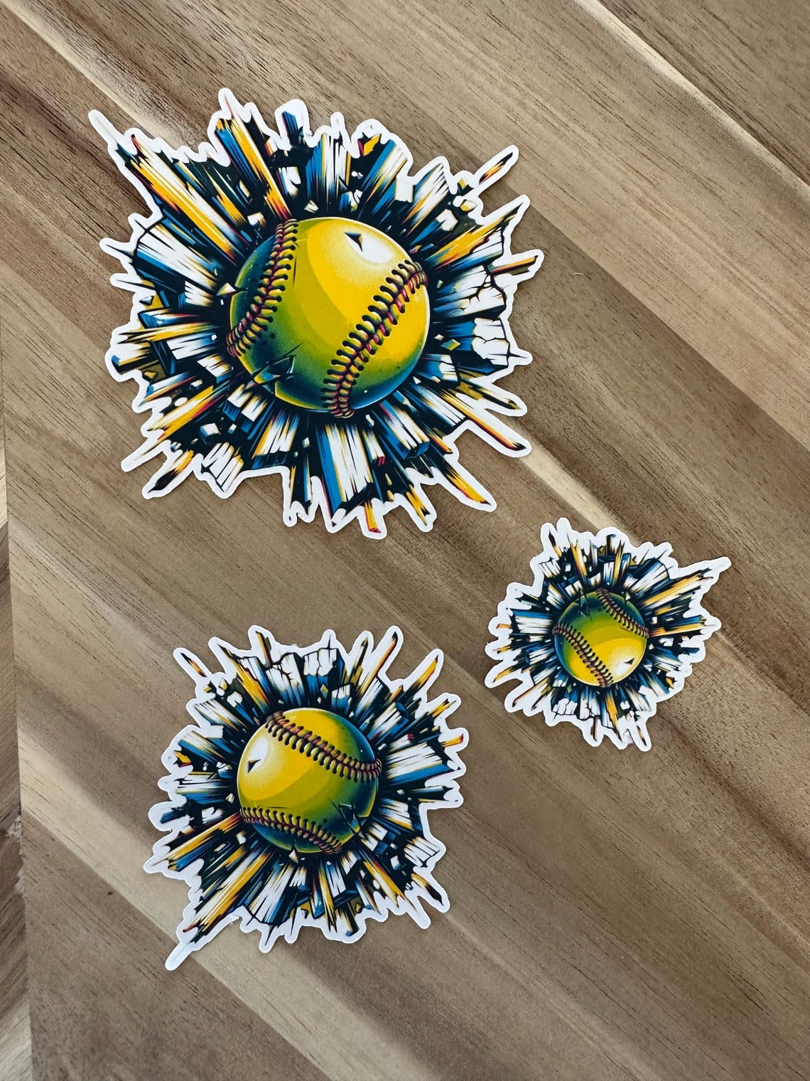 Softball Explosion Sticker: Dynamic Vinyl Decal for Laptop or Car - Etsy