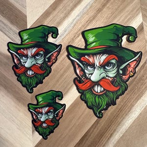 Angry Leprechaun Vinyl Sticker | Goblin Decal | Irish Folklore Art | Laptop Water Bottle Sticker