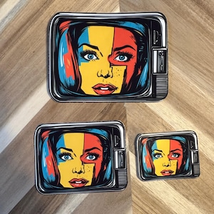 Pop Art TV Sticker | Retro Television Vinyl Decal | Vintage Media Aesthetic | Laptop Sticker | Water Bottle Decal | 80s Nostalgic Art