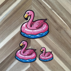Flamingo Pool Float Sticker | Pink Summer Fun Die Cut Vinyl Decal | Laptop Beach Pool Party | Cute Cartoon Water Bird | Swimming Float