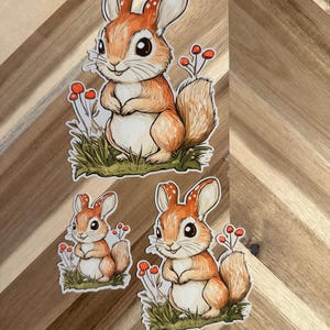 Woodland Bunny Sticker | Cute Rabbit Decal | Forest Animal Sticker | Cottagecore Decoration | Laptop Sticker | Journal Decal | Mushroom Art