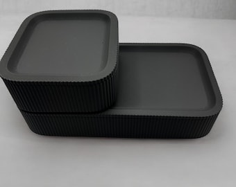 3D Printed Stackable Storage Box Set: Ribbed Desk Organizer
