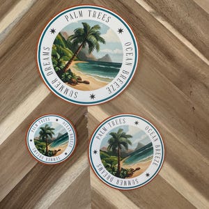 Tropical Beach Vinyl Sticker: Palm Trees, Ocean Breeze