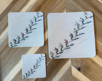 Vintage Skiing Sticker | Watercolor Ski Slope Decal