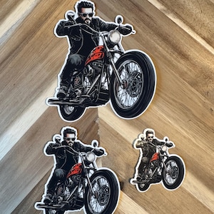 Motorcycle Rider Sticker | Classic Bobber Chopper Vinyl Decal | Biker with Leather Jacket Art | Freedom of the Open Road Sticker