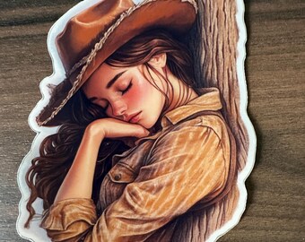 Dreamy Cowgirl Vinyl Sticker | Western Art