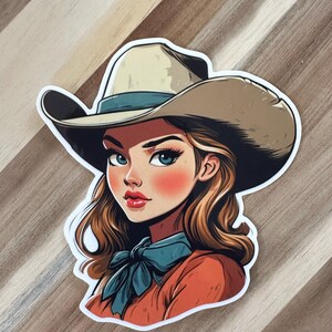 Vintage Cowgirl Vinyl Sticker | Vintage Western Portrait Decal