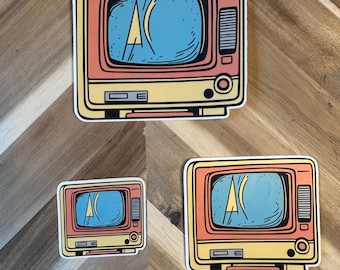 Retro TV Sticker | Vintage Television Vinyl Decal | Mid-Century Design | Nostalgic Electronics Art | Laptop Sticker | 50s 60s Style