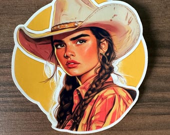 Western Cowgirl Art Sticker