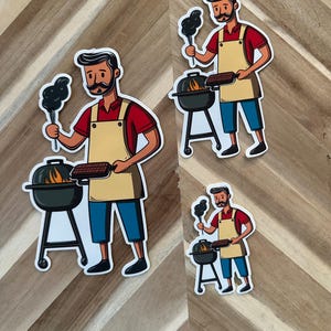 Pegatina de papá asador / ¡El regalo perfecto para el Día del Padre para los amantes de la barbacoa! / Papá asador con barba / Maestro asador de patio / Entusiasta de la barbacoa