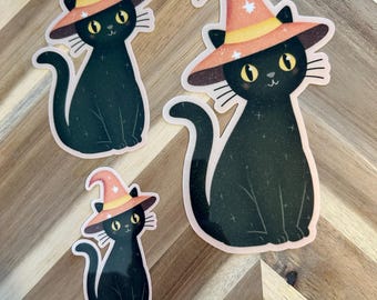 Set di adesivi strega gatto nero - Decalcomanie in vinile impermeabili per Halloween