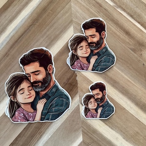 Pegatina de abrazo de padre e hija / Calcomanía de vínculo padre-hija / Regalo para papá / Pegatina de vinilo impermeable / Regalo para el Día del Padre / Arte de amor familiar