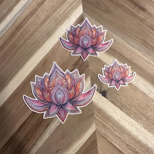 Lotus Flower Sticker | Mandala Art Decal | Spiritual Symbol | Yoga Meditation Gift | Watercolor Boho Design | Sacred Geometry