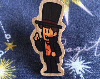 Professor Layton Luke Triton Holz Pins