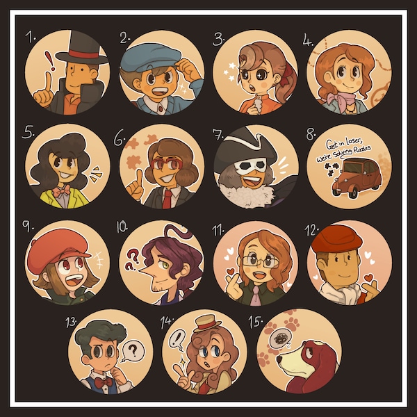 Pin's des personnages du professeur Layton