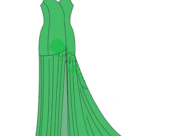 Evening dress PDF sewing pattern size 44