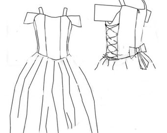 Cartamodello PDF formato A4 di abito da comunione, bambina tg 16