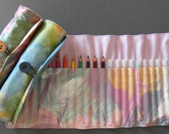 Trousse à enrouler "aquarelle" - 24 crayons/feutres