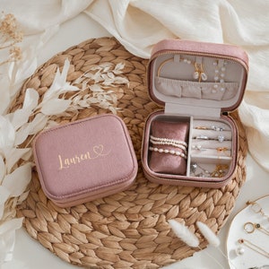 Custom Velvet Jewelry Box, Watch Box for Women, Wedding Gift, Bridal Party, Travel Jewelry Box, Birthday Gift for Her, Mother's Day Gift Dark Pink