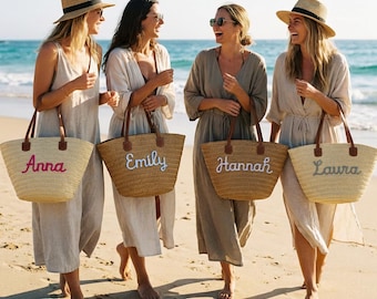 Sac en paille personnalisé, cabas de plage en raphia, cadeau pour une demande en mariage à une demoiselle d'honneur, cadeau pour un enterrement de vie de jeune fille, sac à main personnalisé, cadeau pour la fête des mères, sac pour une fête prénuptiale