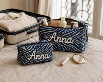 Custom Zebra Makeup Bag, Travel Toiletry Bag, Birthday Gift, Bridesmaid Gift, Custom Gift Bag, Christmas gifts, Thanksgiving gifts