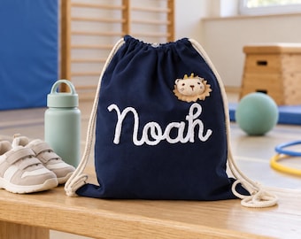 Personalized Kids Canvas Drawstring Backpack, Embroidered Preschool Bag, Daycare Bag for Boys & Girls, Toddler School Bag, Kids Gift