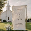 Custom Linen Wedding Sign, Fabric Wedding Sign, Custom Welcome Sign, Linen Wedding Banner, Wedding Decoration, Engagement Party Sign