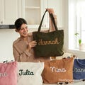 Custom Corduroy Tote, Embroidered Corduroy Bag, Holiday Gift, Birthday Gift, Xmas Gift, Bridesmaid Gift, Custom Gift Bag, Gift for Her
