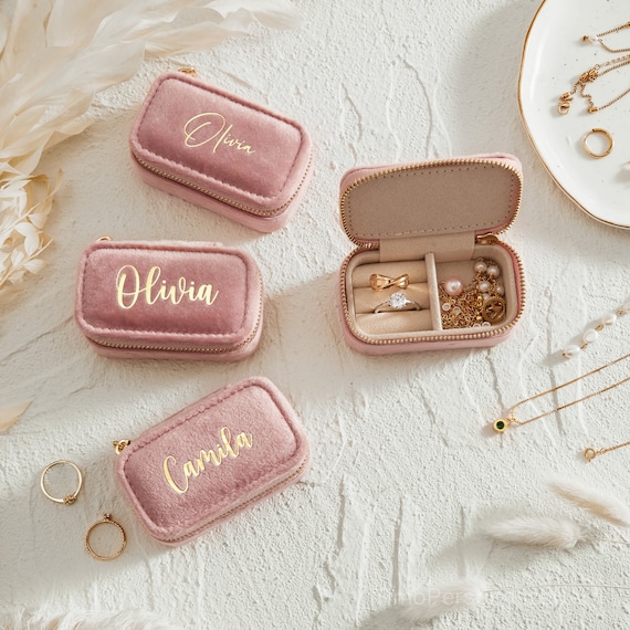 Portagioie Da Viaggio Personalizzato In PU Per Donna – Piccolo Organizer Con Nome, 10x10x5 Cm – Regalo Per Mamma, Amica, Fidanzata