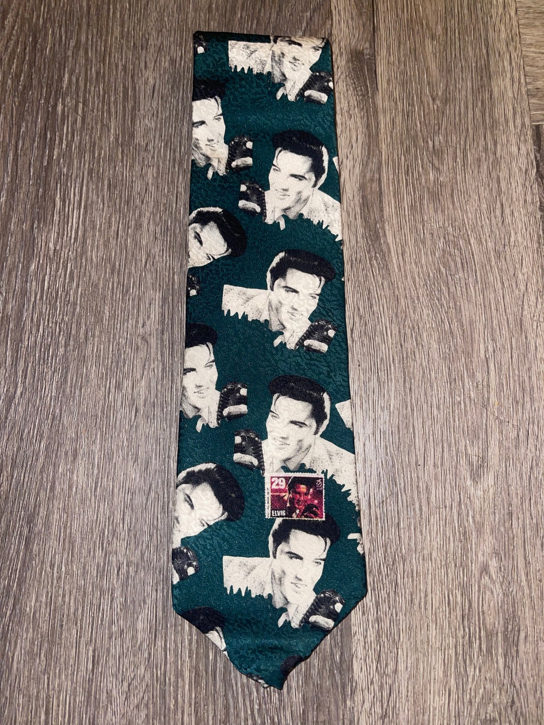 Cravate Ralph Marlin Elvis Presley - Vintage 90's - Gris - 100% Polyester - Neuf Sans étiquette