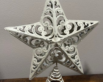 Vintage Rustic Farmhouse Christmas Star Tree Topper 3D Filigree