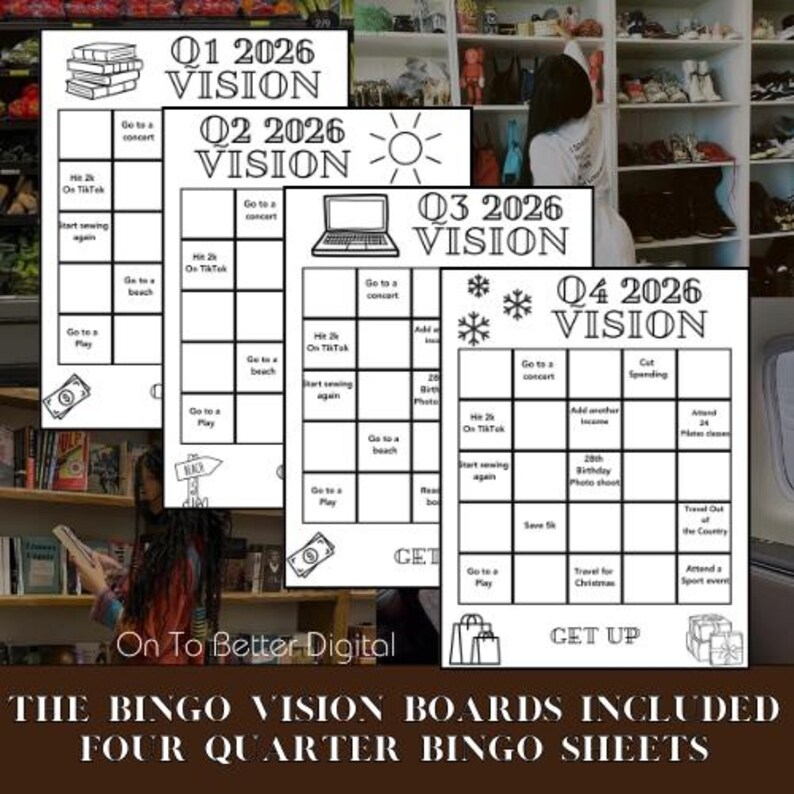 Quarter Bingo Vision Board | Goal Setting Template | Productivity ...