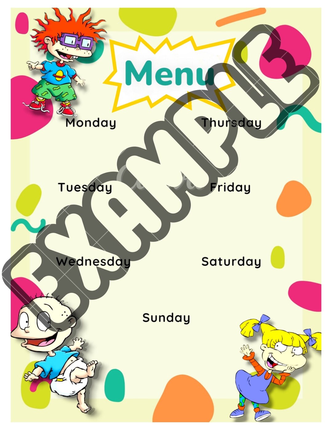 Kids Printable Menu - Etsy