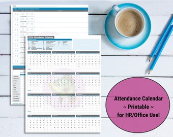 2024 Attendance Calendar/Tracker for Office or School