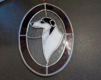 Borzoi cut stained glass panel