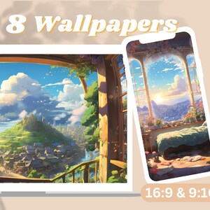Anime Lofi Wallpaper | Bedroom Window Sunset Wallpaper | Fantasy Studio desktop Wallpaper | Flowers Phone, Computer and Ipad Wallpapers | 4k