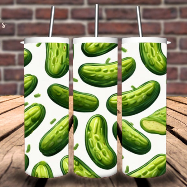 Dill Pickle Tumbler Wrap Digital Paper Design Template