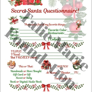 Secret Santa Questionnaire